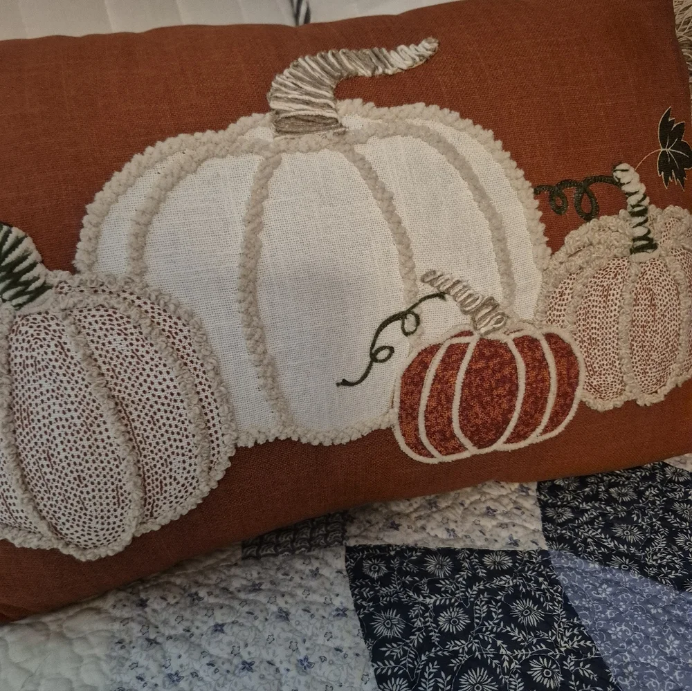 New Embroidered Pumkin Decortive Rectangle Throw Pillow